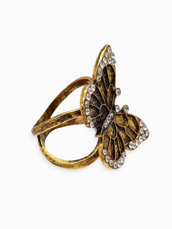 Кольцо для платка Кольцо для платка "Бабочка", цвет белый в чернёном золоте