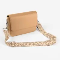 Ручка для сумки &laquo;Ромбы&raquo;, стропа, 135&plusmn;3&times;3.8 см, цвет горчичный, белый