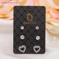 Пусеты 3 пары «Сердце», цвет МИКС Пусеты 3 пары «Сердце», цвет МИКС