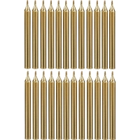 Набор свечей Золотых с блестками 24(12+12)шт/уп с держателя 6см арт.6050528