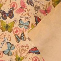 Бумага упаковочная крафт Троп.бабоч,в лист,100х70,немел,80 г/м2,44736