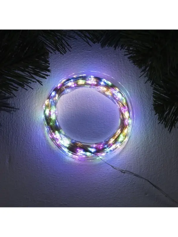 Гирлянда &laquo;Нить&raquo; 50 м, роса, IP44, серебристая нить, 500 LED, свечение мульти, 8 режимов, 31 В