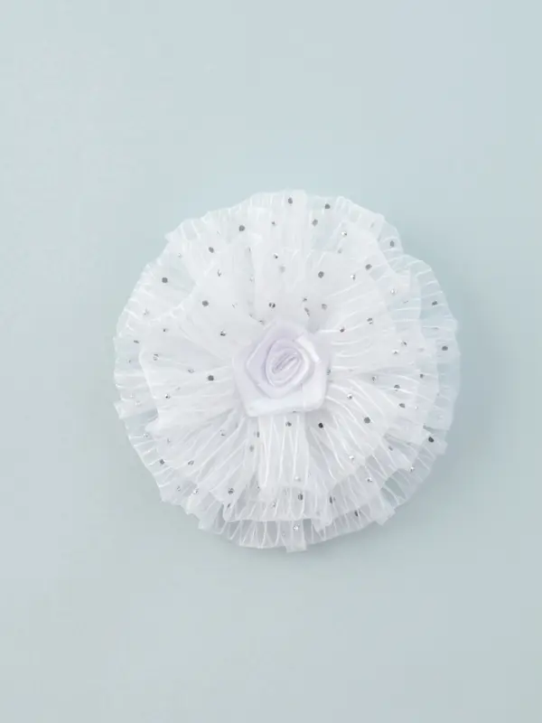Бант для волос на резинке &laquo;Школьница&raquo;, волнушка роза полоски, d=11 см, белый