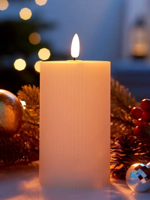 Светодиодная свеча восковая "Белая рифленая", 15x7 см, АААx3 (не в компл.), Т/БЕЛЫЙ