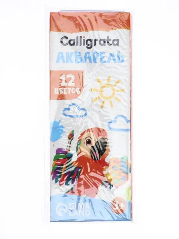 Акварель Calligrata kids, 12 цветов, без кисти, картон, ЭКОНОМ, МИКС