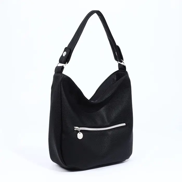 Сумка - мешок женская на молнии, 24&times;9&times;24 см, чёрная