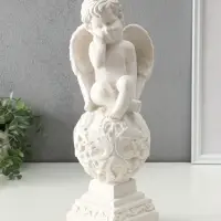 Фигура гипс &laquo;Ангел на шаре&raquo;, 37&times;12&times;14 см