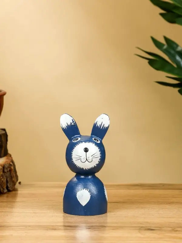 Набор сувенирный "Зайки" дерево H 14, 12, 9 см, цв. синий