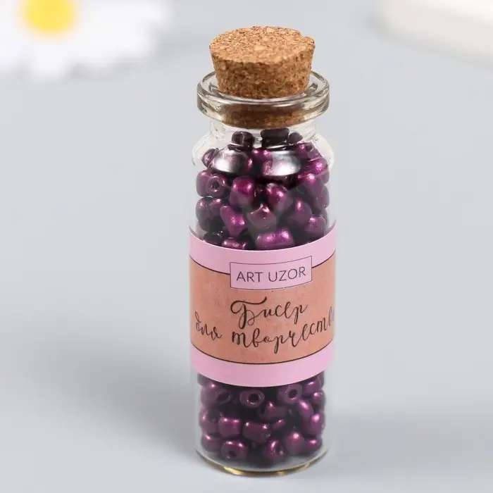 Бисер 6/0 в бутылочке  Бисер 6/0 в бутылочке "Баклажан" 20 гр керамический блеск 6х2х2 см