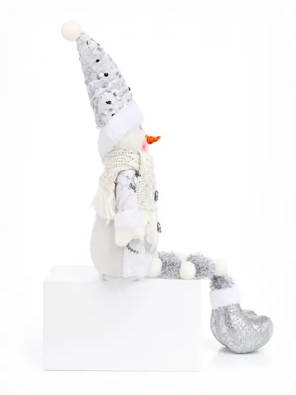 Игрушка мягкая &laquo;Снеговик в костюмчике с пайетками&raquo; 44&times;19 см, серебристо-белый