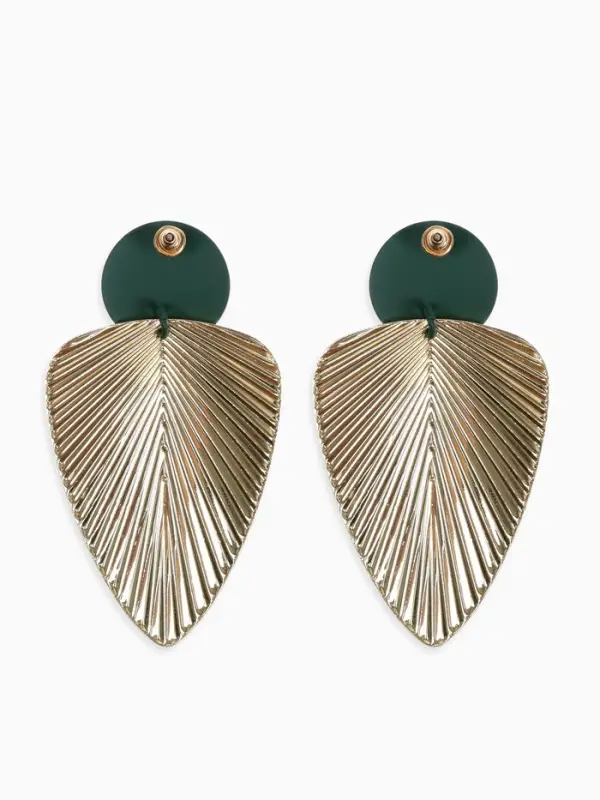 Серьги металл &laquo;Геометрия. Линии&raquo;, цвет золотой, зелёный