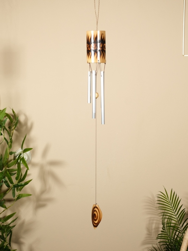 Музыка ветра "Цилиндр" бамбук, дерево, алюминий 8х8х85 см