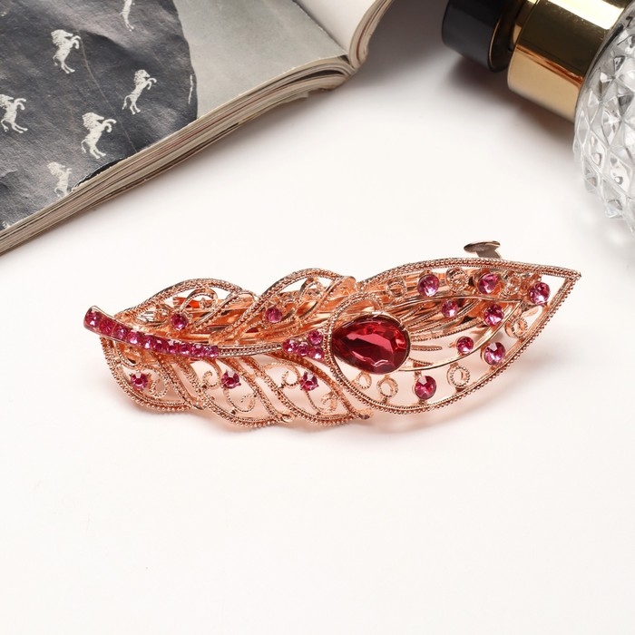 Заколка-автомат для волос Заколка-автомат для волос "Маргарет" листочек, 9 см, золото