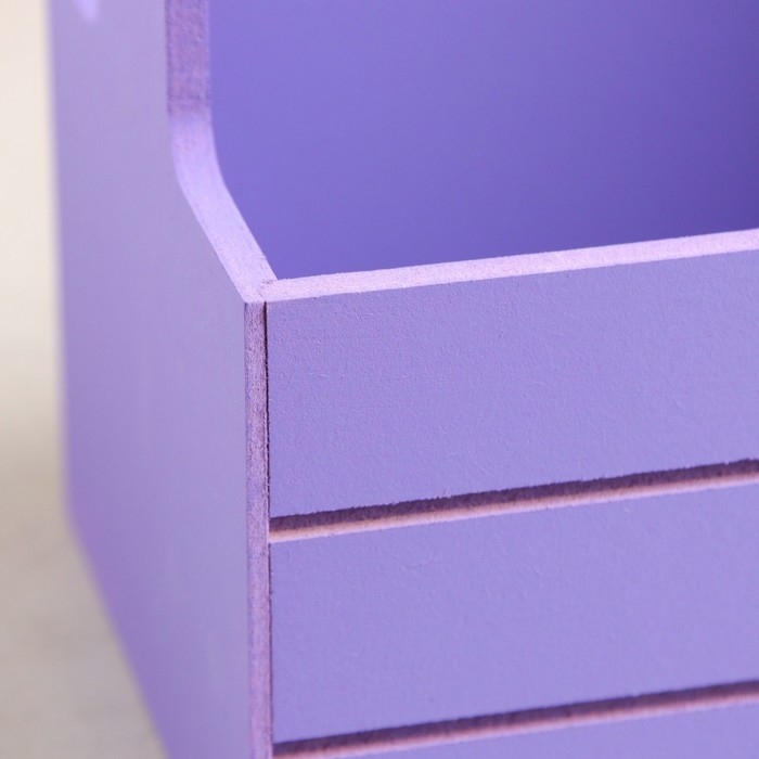 Кашпо деревянное 25.5×15×30 см "Аром", ручка канат, Фиолетовый