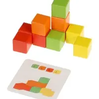 Детский набор деревянные кубики, цветные, 60 штук