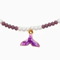 Чокер "Морской мир" хвост русалки с жемчугом, цвет фиолетово-белый в золоте