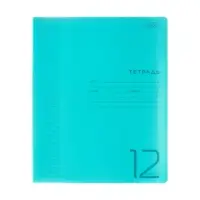 Тетрадь 12 листов в клетку, обложка пластиковая, зеленая