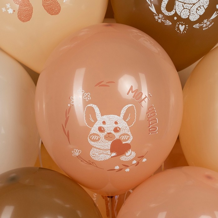 Шар латексный 12 Шар латексный 12" «Нежные зверята», пастель, 2 ст., набор 25 шт., МИКС