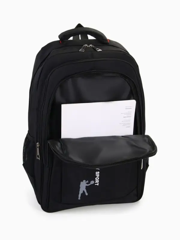 Рюкзак &laquo;СПОРТ&raquo;, со светоотражающими элементами, 37&times;17&times;54 см, 2 отдела, 3 кармана, чёрный