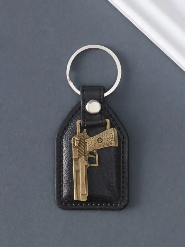 Кожаный брелок для ключей на кольце &laquo;Пистолет&raquo;, (кожзам), 6.8&times;3.8 см