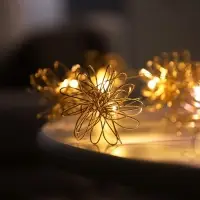 Гирлянда &laquo;Нить&raquo; роса 5 см с насадками &laquo;Вспышка&raquo;, IP20, серебристая нить, 10 LED, от батареек АА&times;2, свечение тёплое белое