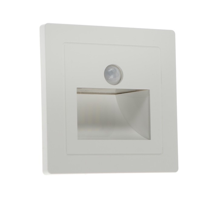 Встраиваемый светильник, для лестницы, датчик движ., 1.5 Вт, 60 Лм, 6500К, 220 В, бел. свет   942457