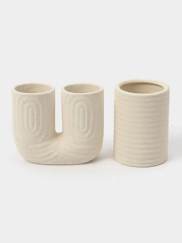 Набор для ванной Набор для ванной "Полосы", 4 предмета (мыльница, дозатор для мыла, 2 стакана), цвет бежевый 108811