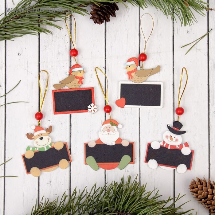 Подвеска новогодняя «Зимушка» с досочкой для пожеланий, под мел, МИКС Подвеска новогодняя «Зимушка» с досочкой для пожеланий, под мел, МИКС