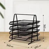 Лоток для бумаг А4, горизонтальный, металлическая сетка, 4 отделения, чёрный