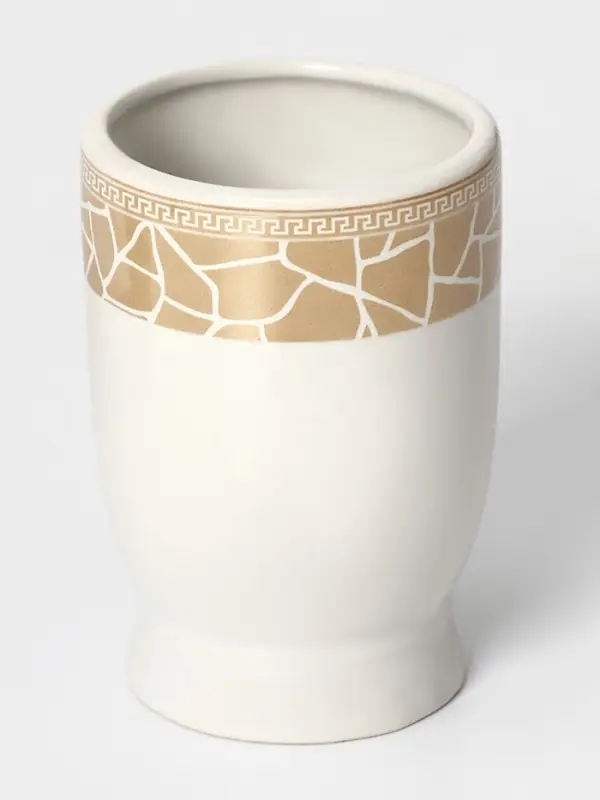 Аксессуары для ванной Доляна &laquo;Мрамор&raquo;, 3 предмета, дозатор с подставкой 550 мл, 2 стакана, белые