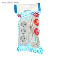 Удлинитель Smartbuy, 3 розетки, 5 м, 16 А, 3600 Вт, ПВС 3х1 мм2, с з/к, белый