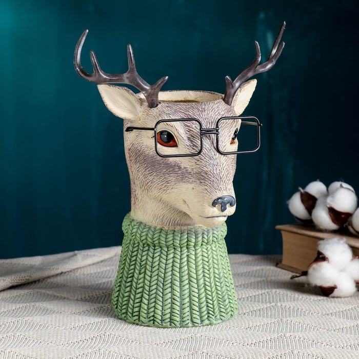 Кашпо - ваза  Кашпо - ваза "Олень в очках" 22х15х26см