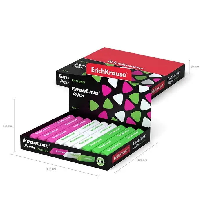 Ластик ErichKrause ErgoLine Prism, мягкий, гипоаллергенный, МИКС Ластик ErichKrause ErgoLine Prism, мягкий, гипоаллергенный, МИКС