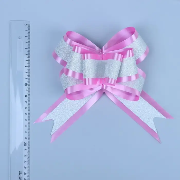 Бант - бабочка №5 «Фактурная полоса», розовый Бант - бабочка №5 «Фактурная полоса», розовый