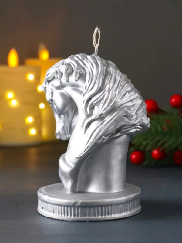 Свеча Символ Года  "Буцефал", лак, 11,3*7,5*8,5, серебро