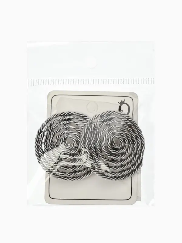 Серьги клипсы для ушей QF &laquo;Гипноз&raquo;, цвет чернёное серебро