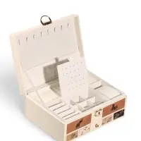 Шкатулка кожзам для украшений, 1 ящик "Картинки" белая 23х17х10,5 см