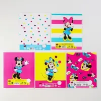 Тетрадь в линейку 12 листов, 5 видов МИКС, обложка мелованная бумага, &laquo;Минни Маус&raquo;