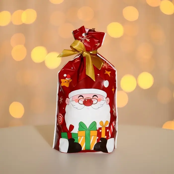 Пакет полиэтиленовый подарочный, с завязками  Пакет полиэтиленовый подарочный, с завязками "Подарки" МИКС, 15х23 см