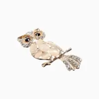 Брошь &laquo;Сова&raquo;, белая в золоте