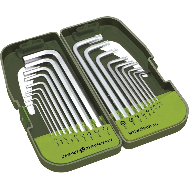 Набор ключей Дело Техники 1.5,2,2.5,3,4,5,6,8,10 мм и TORX 18 шт (564518)