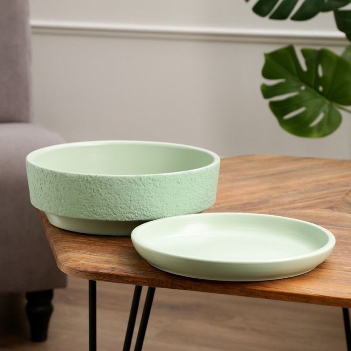 Горшок бонсайница Горшок бонсайница "Лофт" для кактусов и суккулентов, зеленый, 3,5 л