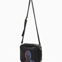 Сумка женская на молнии TEXTURA, 22&times;8&times;17 см, с цветным принтом, чёрная