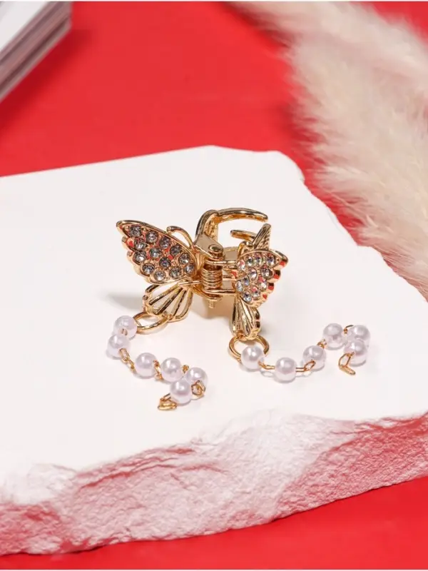 Крабик для волос &laquo;Милада&raquo;, бусы, 2.5 см, золотистый