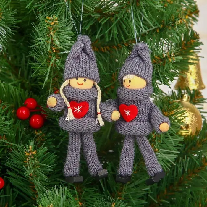 Елочная игрушка &laquo;Куколка в костюме&raquo;, серая, МИКС