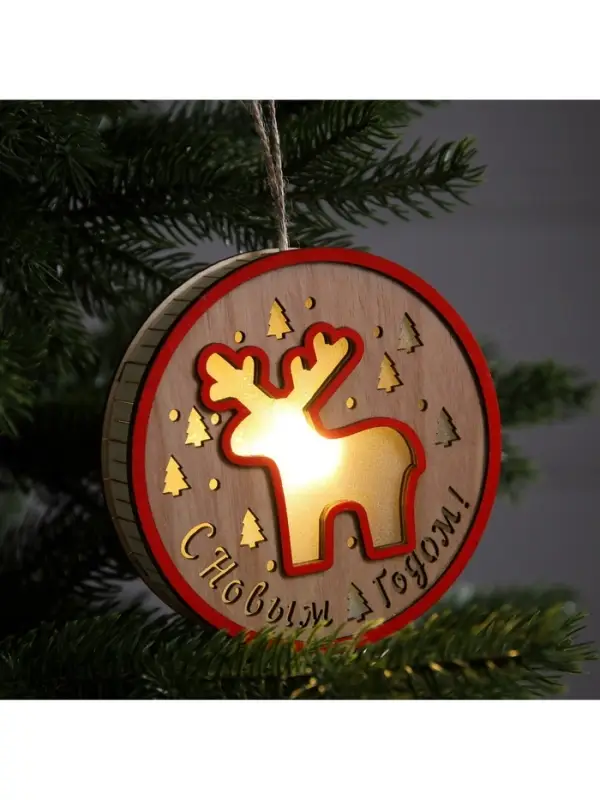 Ёлочная игрушка &laquo;Лосёнок&raquo;, 13.5&times;3 см, 1 LED, от батареек, свечение тёплое белое