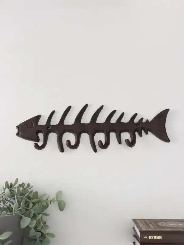 Настенные крючки декоративные &laquo;Рыбий скелет&raquo;, чугун, 11&times;32.5&times;2.5 см