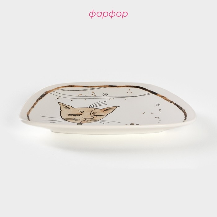 Блюдо фарфоровое сервировочное Доляна «Коты-аристократы», 16×13,5 см Блюдо фарфоровое сервировочное Доляна «Коты-аристократы», 16×13,5 см