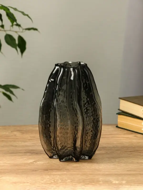 Ваза стекло настольная  Ваза стекло настольная "Кэли" 21х12х6 см, серый