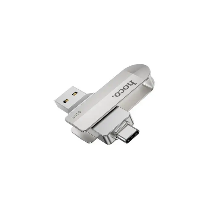 Флешка OTG Hoco UD10 Wise, 64 ГБ, USB 3.0, USB/Type-C, чтение до 120 Мб/с, запись до 30 Мб/с, металл